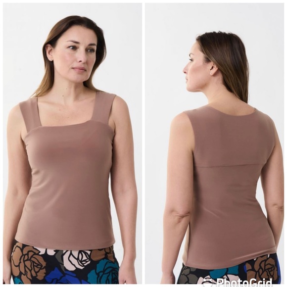 Women's Square Neck Camisole Top - Brown Sleeveless Button Vest For Layering